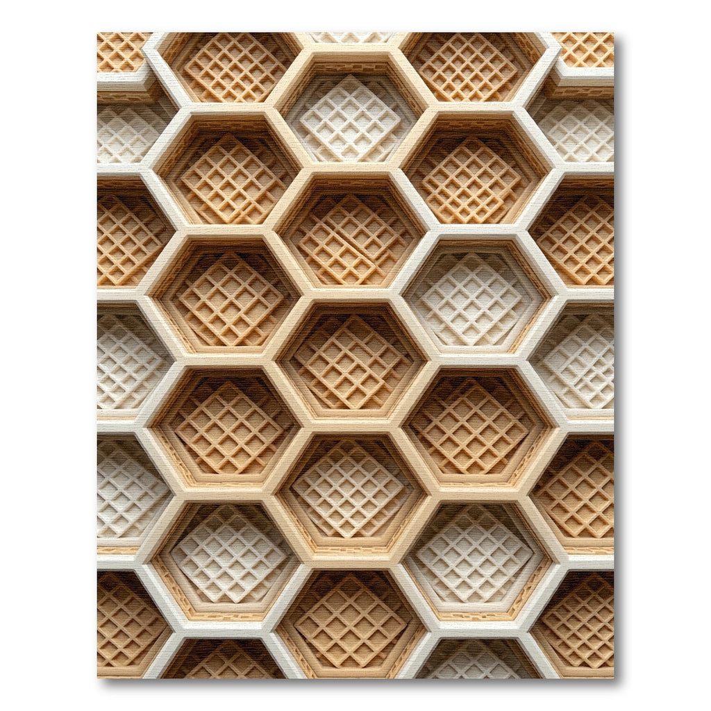 Textured Geometric Honeycomb Waffle Grid Rug