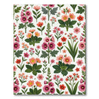 Coral Pink Floral Garden Assemblage Rug