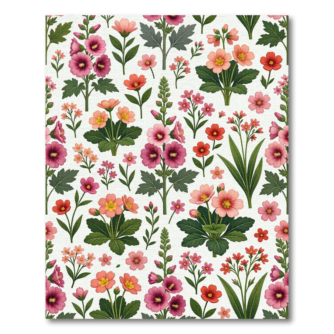 Coral Pink Floral Garden Assemblage Rug