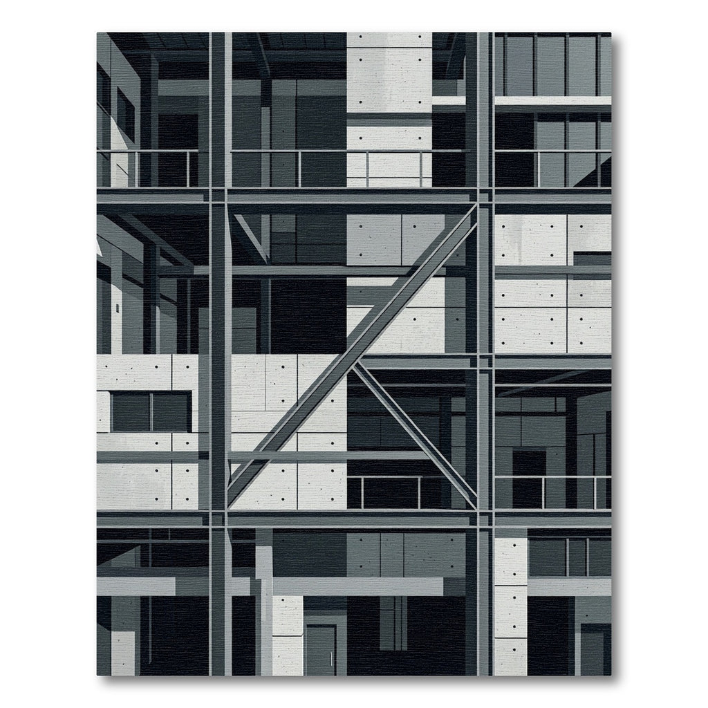 Industrial Concrete Grid Abstract Rug