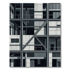 Industrial Concrete Grid Abstract Rug