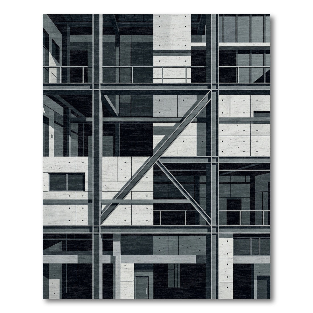 Industrial Concrete Grid Abstract Rug