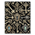 Ornate Golden Skeleton Key Black Backdrop Rug