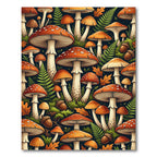 Whimsical Autumnal Woodland Mushroom Forest Illustration Rug