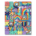Vibrant Rainbow Alphabet Jigsaw Puzzle Mosaic Rug