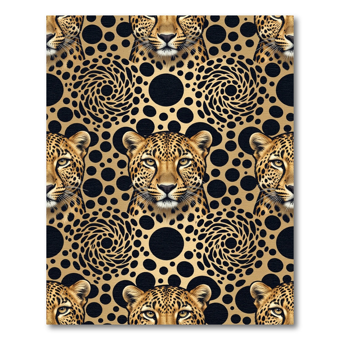 Golden Leopard Abstract Swirl Black Rug
