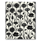 Monochrome Floral Meadow Silhouette Rug