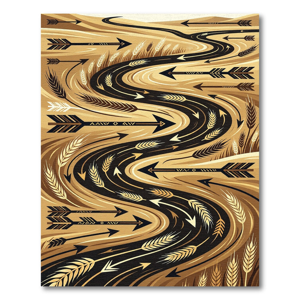 Golden Wheat Arrow River Journey Rug