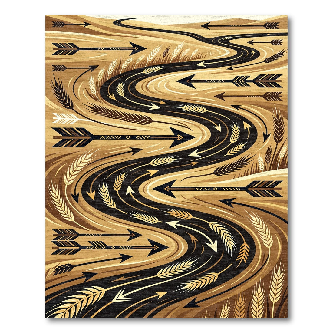 Golden Wheat Arrow River Journey Rug