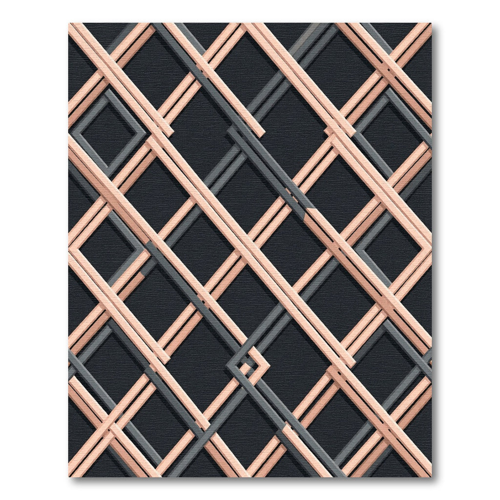 Modern Blush Peach Intersecting Grid Rug