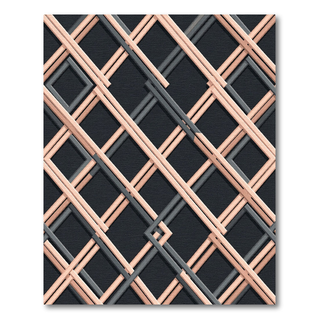 Modern Blush Peach Intersecting Grid Rug