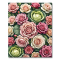 Romantic Pink Rose and Cabbage Floral Rug