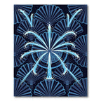 Deep Blue Fountain Fan Imagery Rug