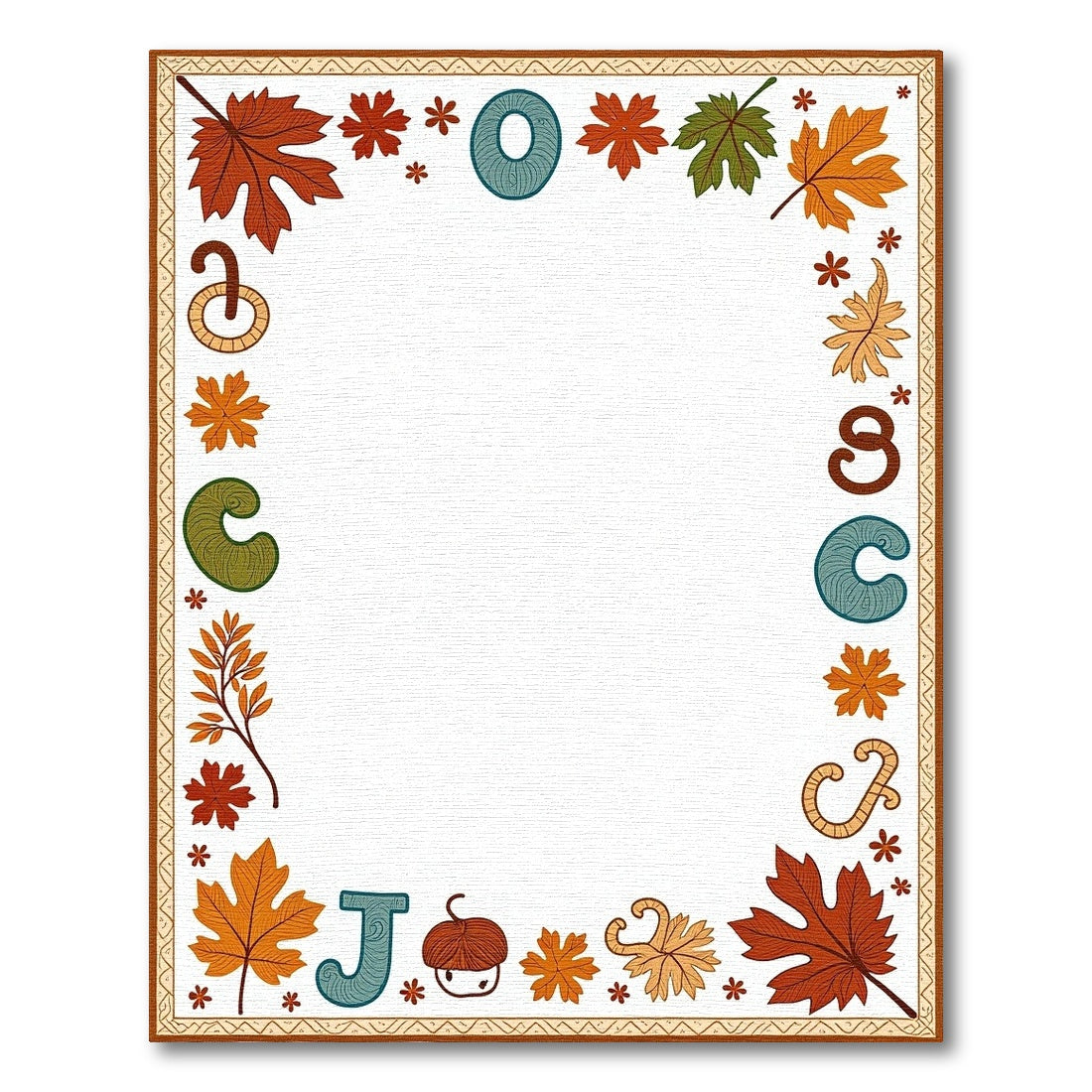 Autumn Leaves Alphabet Border with Acorn Rug