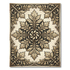 Ornate Gold Acanthus Leaf Medallion Rug