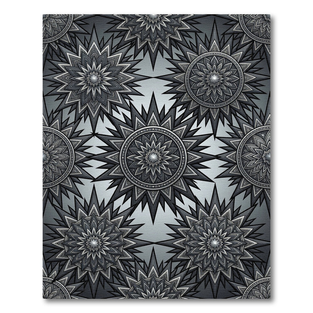 Monochromatic Celestial Starburst Geometric Tile Rug