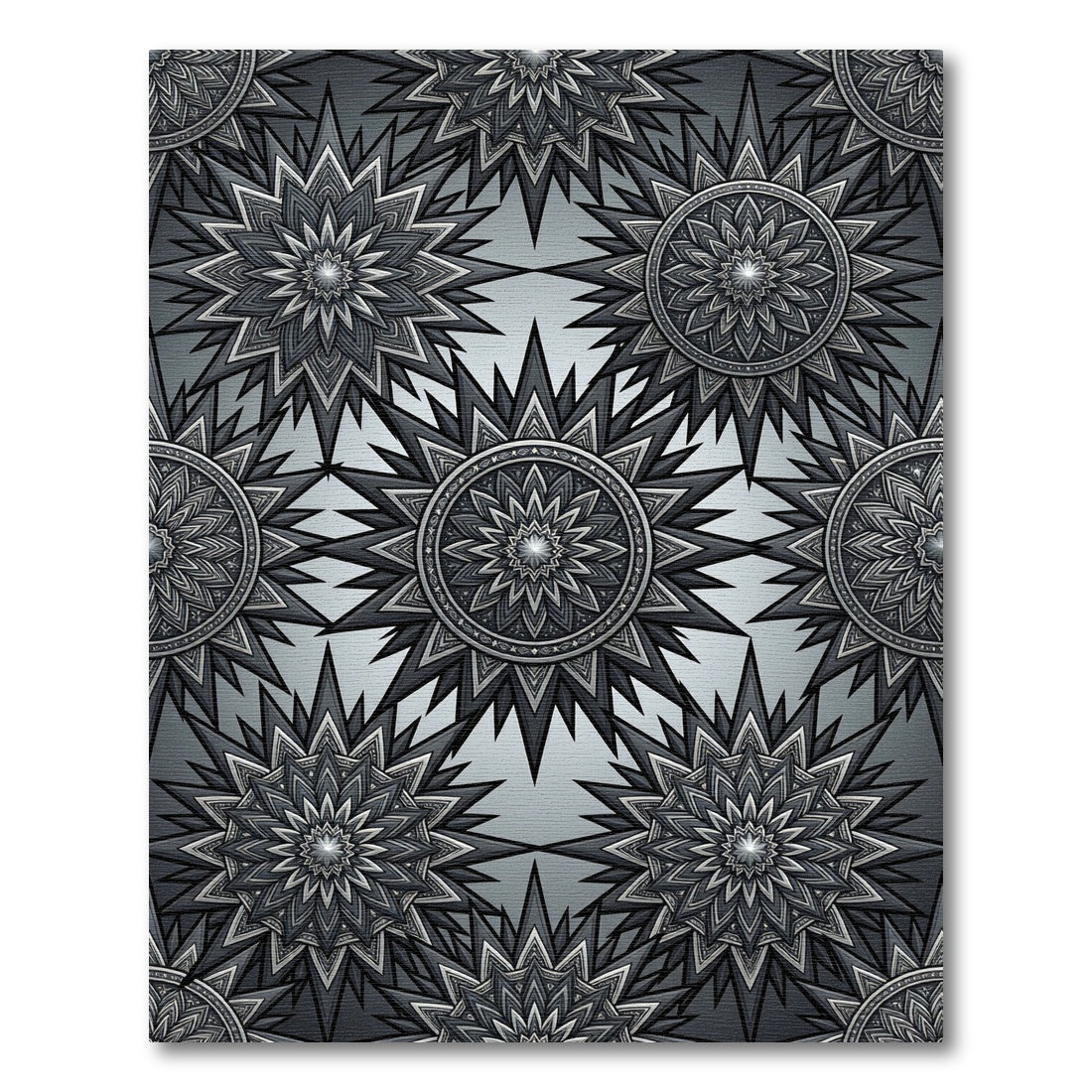 Monochromatic Celestial Starburst Geometric Tile Rug