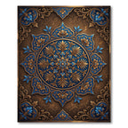 Ornate Royal Blue Gold Medallion Rug