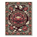 Crimson Lotus Peony Floral Medallion Rug