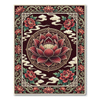 Crimson Lotus Peony Floral Medallion Rug