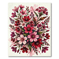 Crimson Pink Floral Watercolor Splash Rug