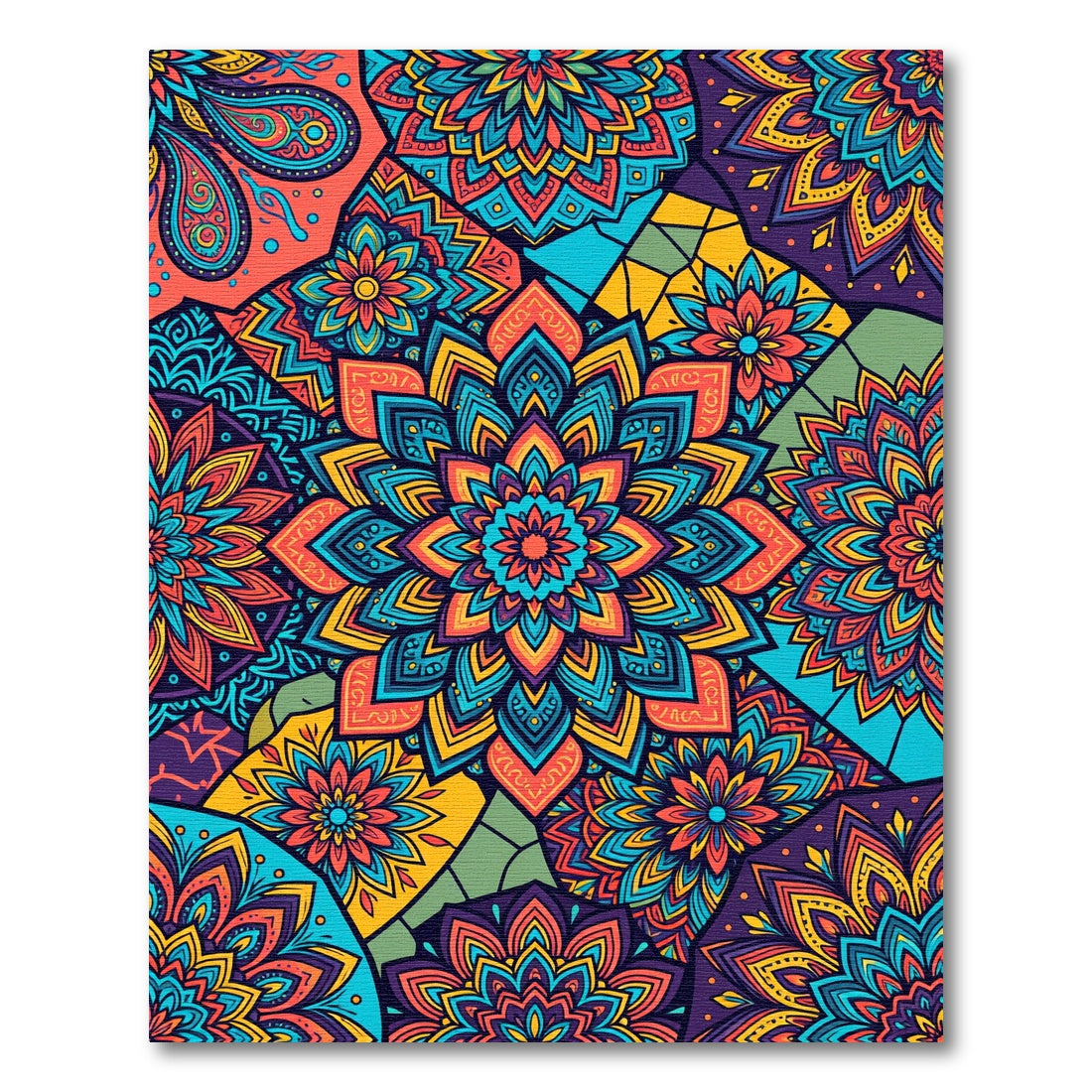 Vibrant Mandala Patchwork Medley Rug