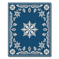 Deep Blue Snowflake Floral Medallion Rug