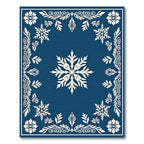 Deep Blue Snowflake Floral Medallion Rug