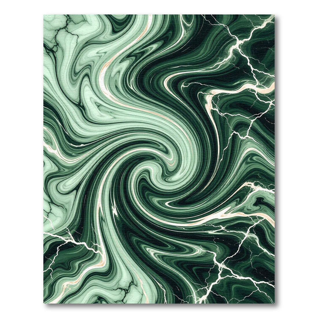 Deep Green Swirl Marble Effect Rug