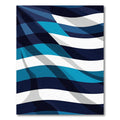 Modern Navy and Cyan Wavy Stripe Rug