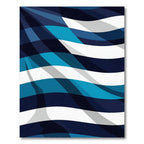 Modern Navy and Cyan Wavy Stripe Rug