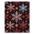 Red Blue Sparkling Snowflakes Background Rug