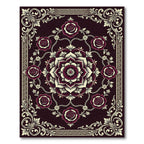 Ornate Burgundy Floral Medallion Chain Rug