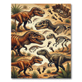 Prehistoric Dinosaur Fossil Earthy Tones Scenery Rug