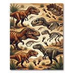 Prehistoric Dinosaur Fossil Earthy Tones Scenery Rug