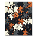 Modern Geometric Monochrome Mosaic Puzzle Rug
