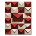 Geometric Scarlet Envelope Grid Rug