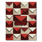 Geometric Scarlet Envelope Grid Rug
