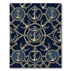 Navy Gold Nautical Anchor Chain Rug