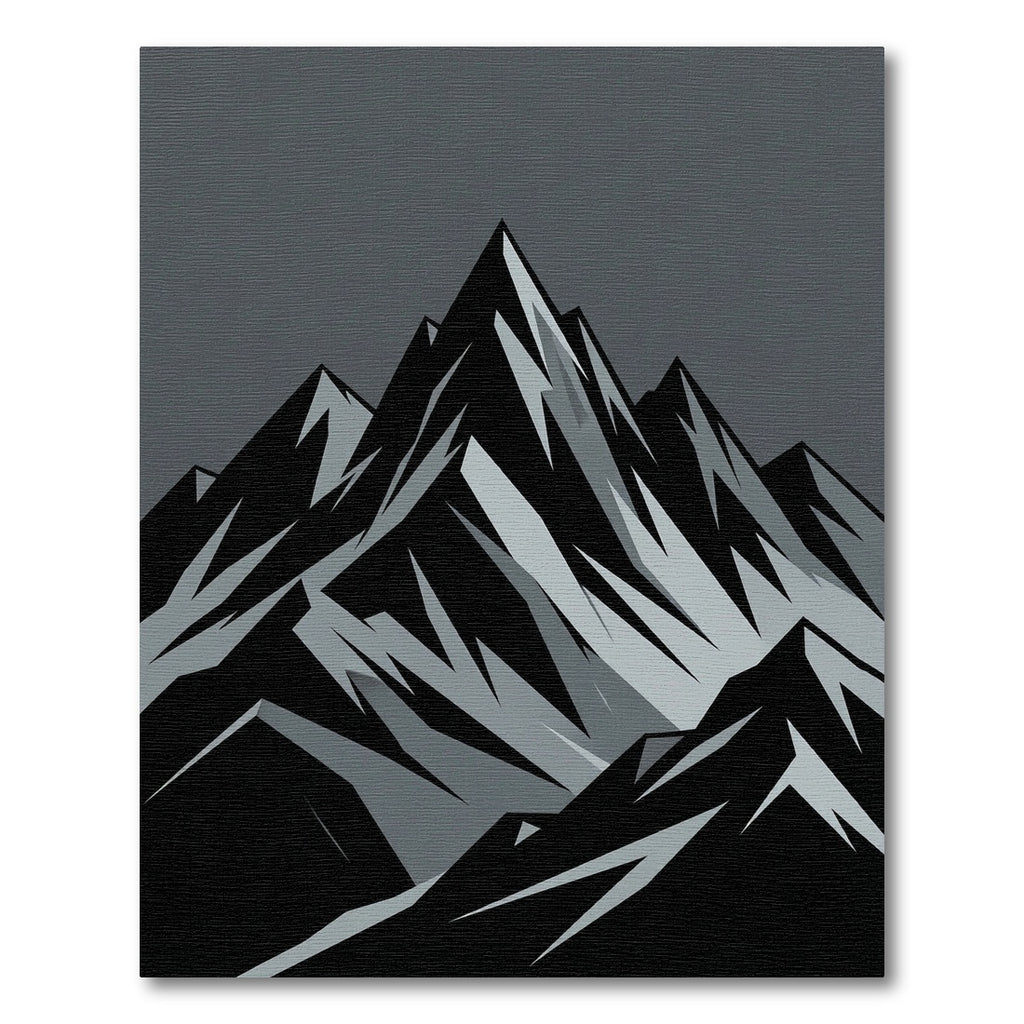Monochromatic Mountain Peak Range Graphic Rug