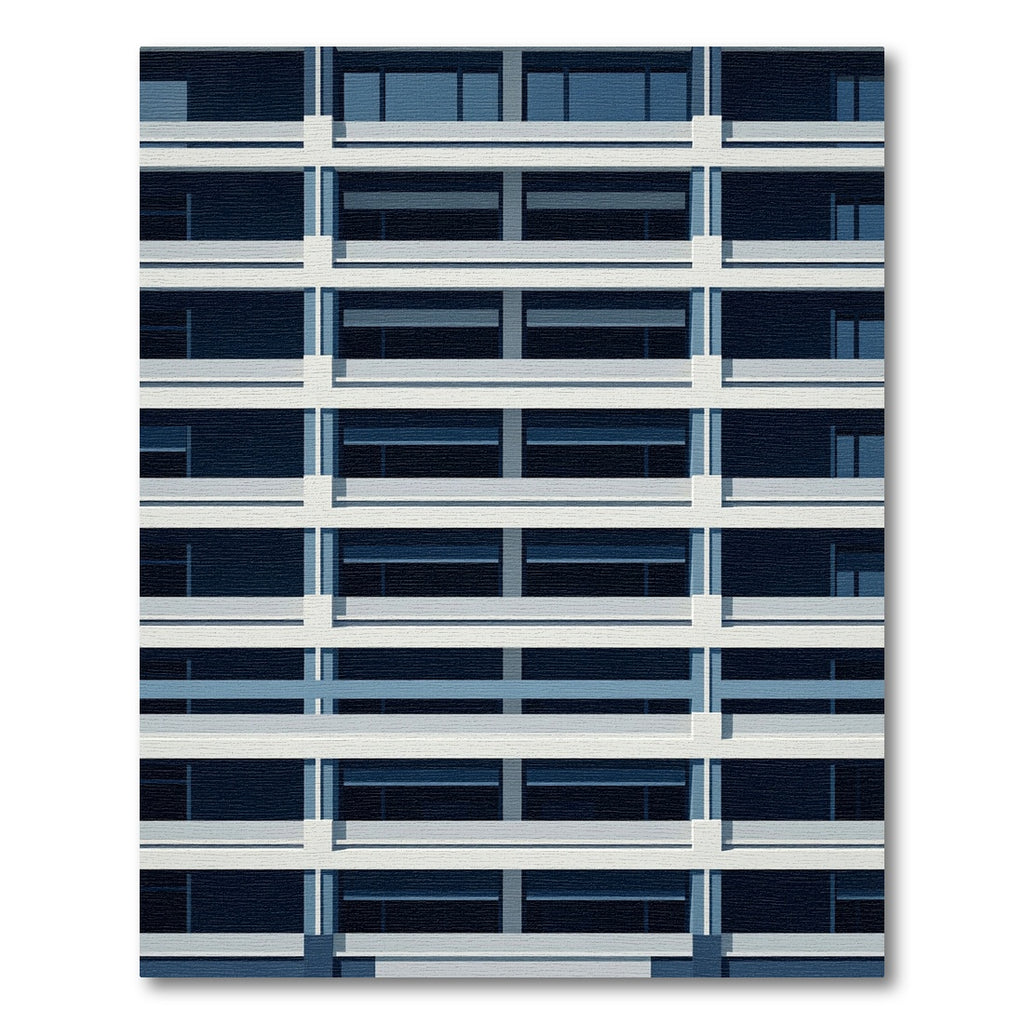 Minimalist Navy Grid Monochromatic Architecture Rug