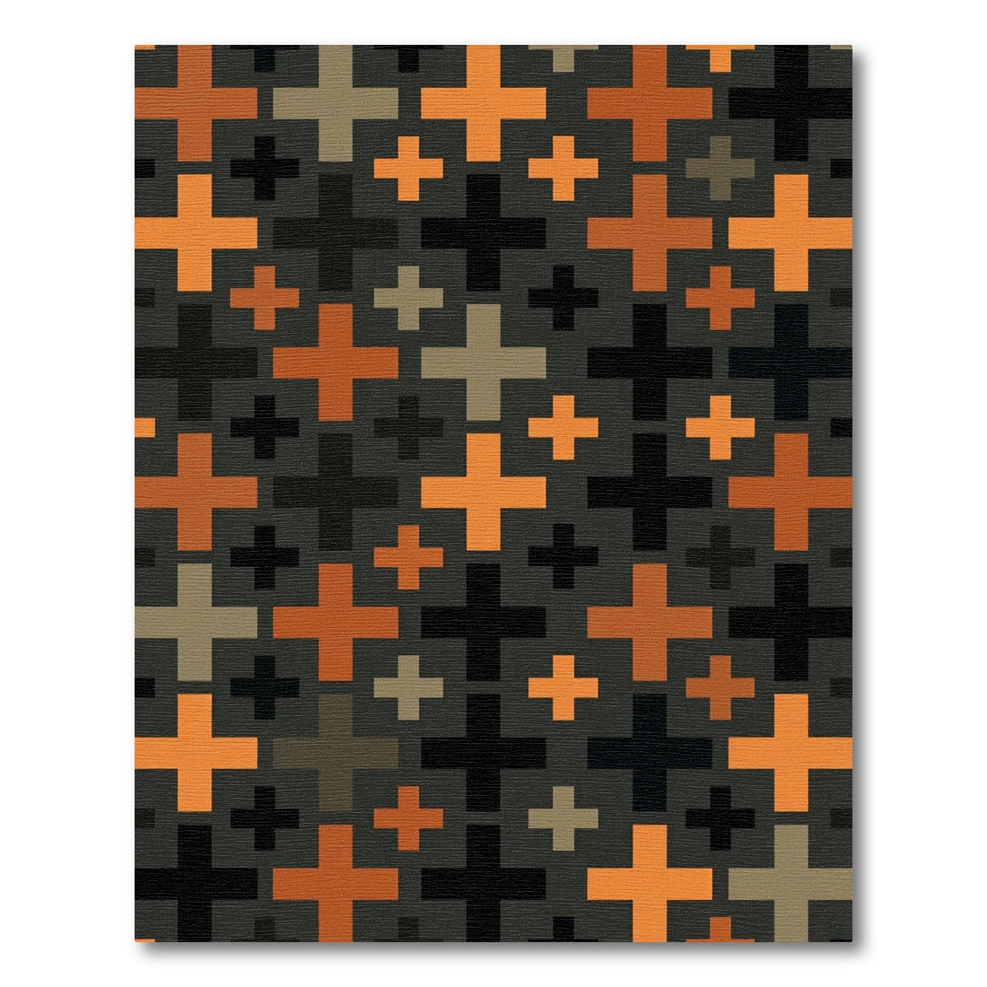 Bold Geometric Cross Grid Earthy Tones Rug