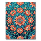 Coral Lotus Mandala Blue Medallion Harmony Rug
