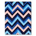 Retro Blue Pink Chevron Geometric Rug