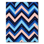 Retro Blue Pink Chevron Geometric Rug