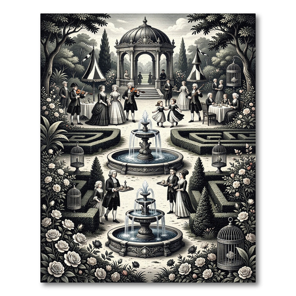 Baroque Garden Fountain Scenes Rug