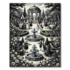 Baroque Garden Fountain Scenes Rug
