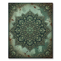 Vintage Sage Botanical Medallion Art Rug