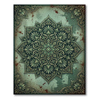 Vintage Sage Botanical Medallion Art Rug
