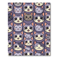 Whimsical Purple Kitten Face Grid Rug